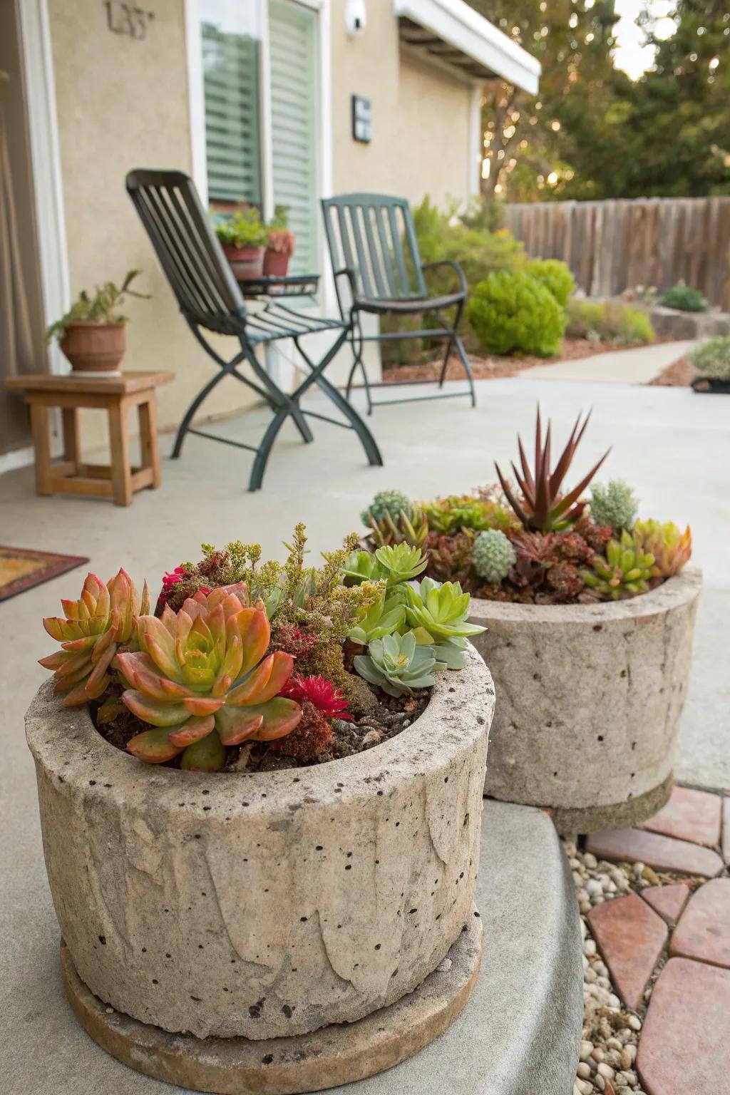 Cement containers provide an elegant and cost-effective solution to introduce plants to your setting.