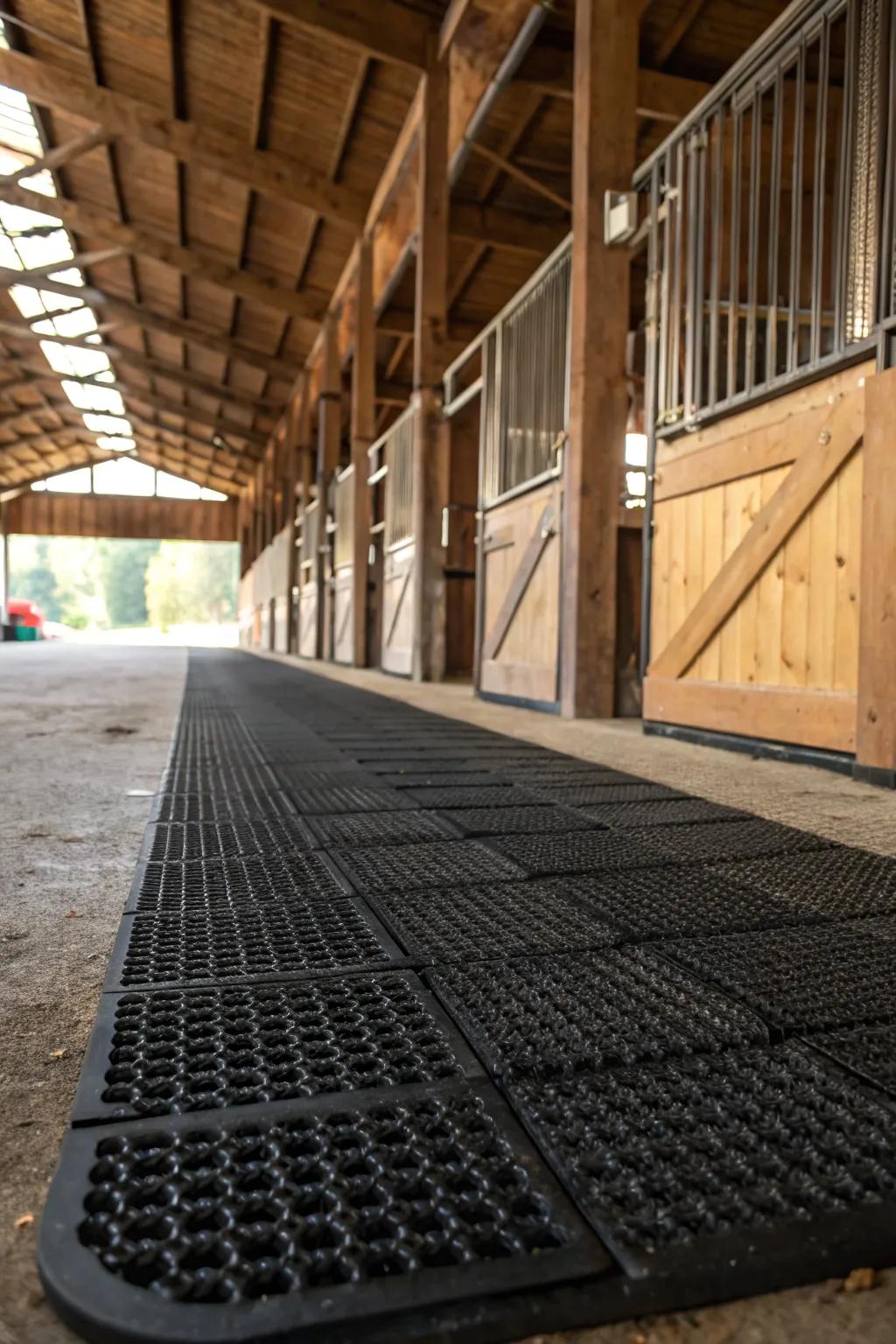 Rubber matting offers safety and comfort for your barn's inhabitants.