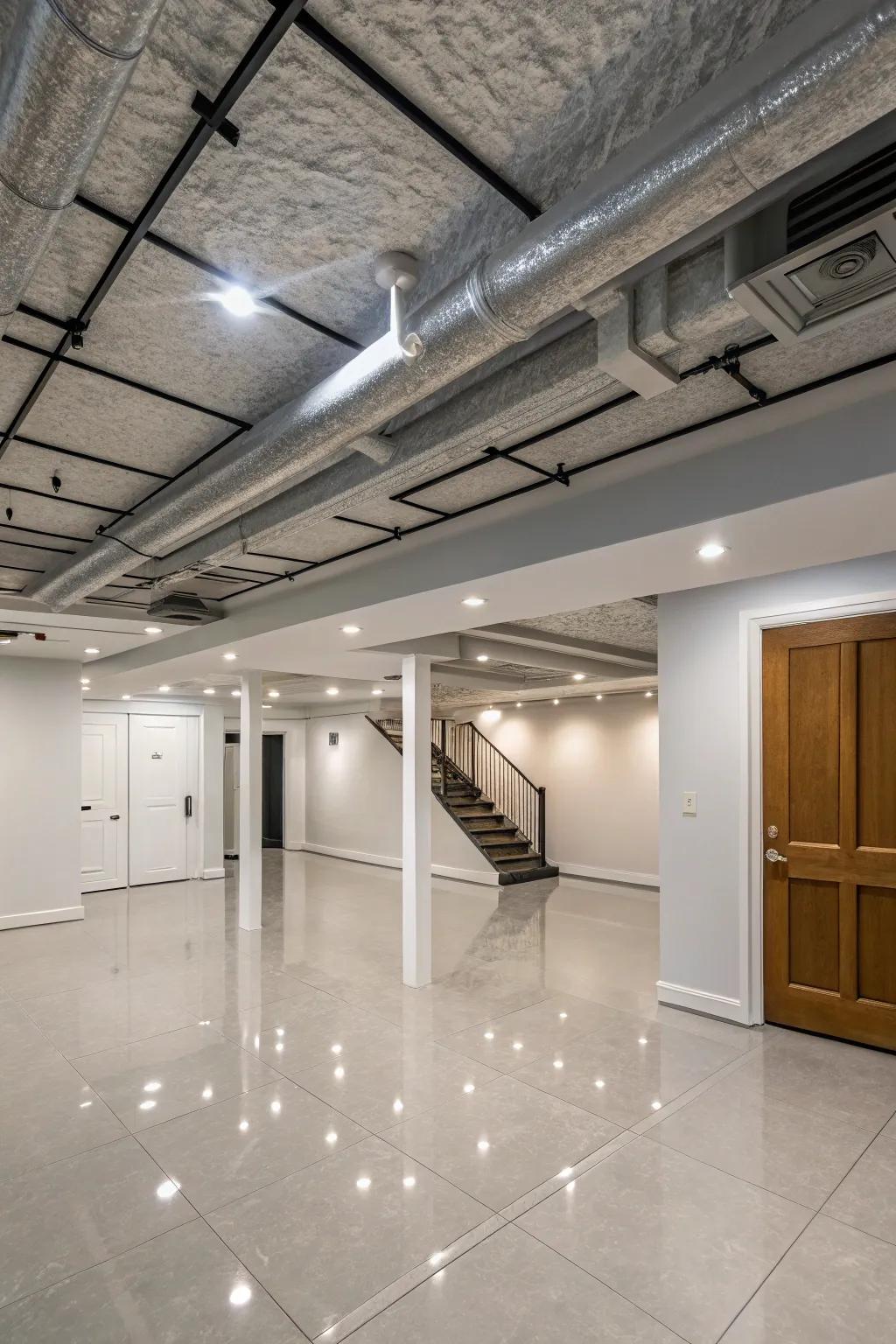 Achieve a clean and polished look by enclosing ductwork with drywall.