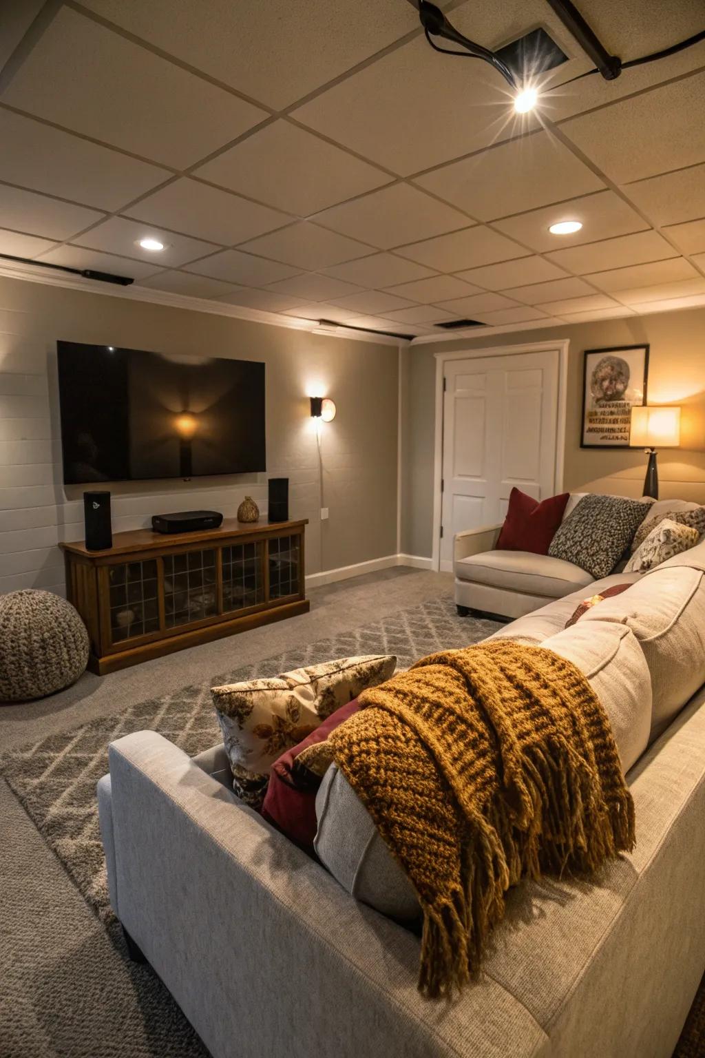 Create a movie lounge for relaxing and unwinding with friends.