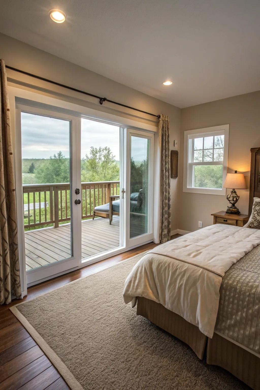Create a seamless connection between interior and exterior spaces by matching flooring.