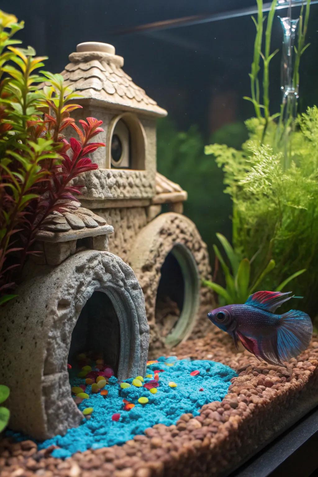 Caves and arches offer endless exploration for your betta.