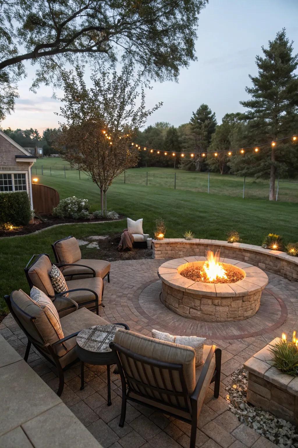 A cozy fire pit for warmth and evening entertainment.