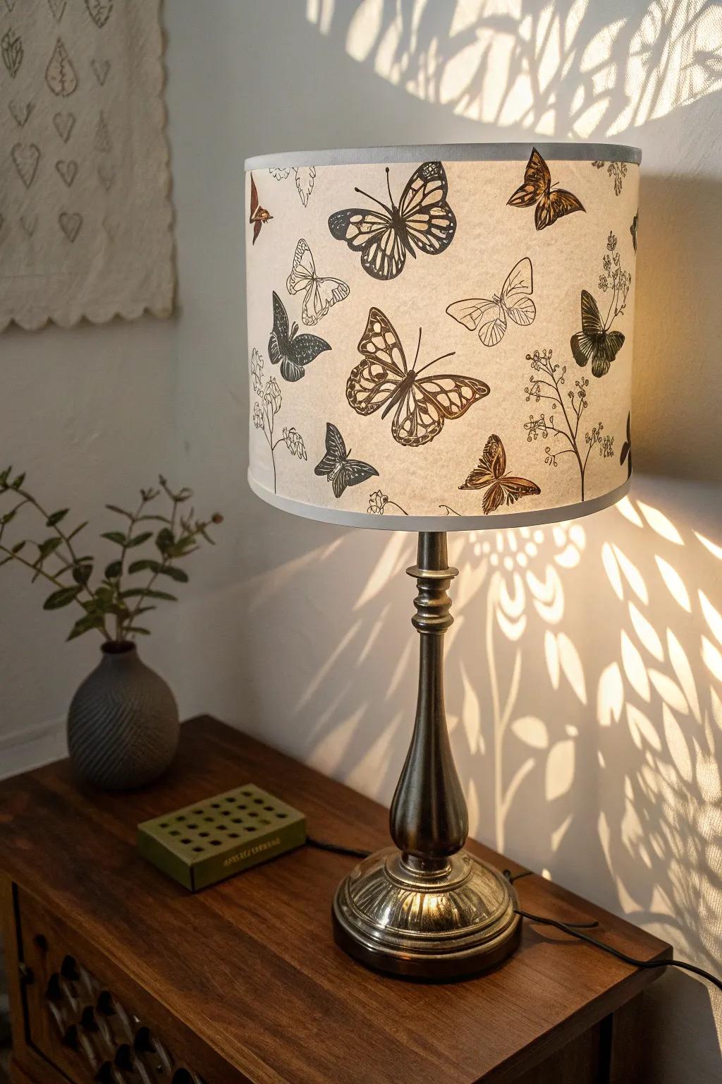 Butterfly lamp accessories conjure captivating shadows.