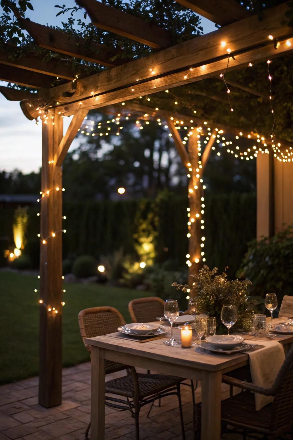 String lights add a magical touch to any pergola.