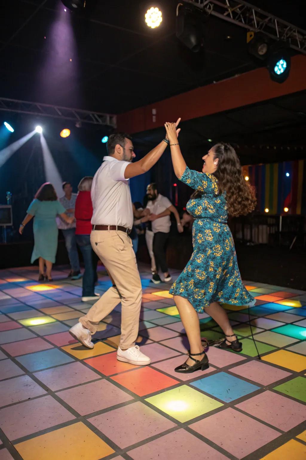 A lively salsa dance floor keeps the Cinco de Mayo party energetic.