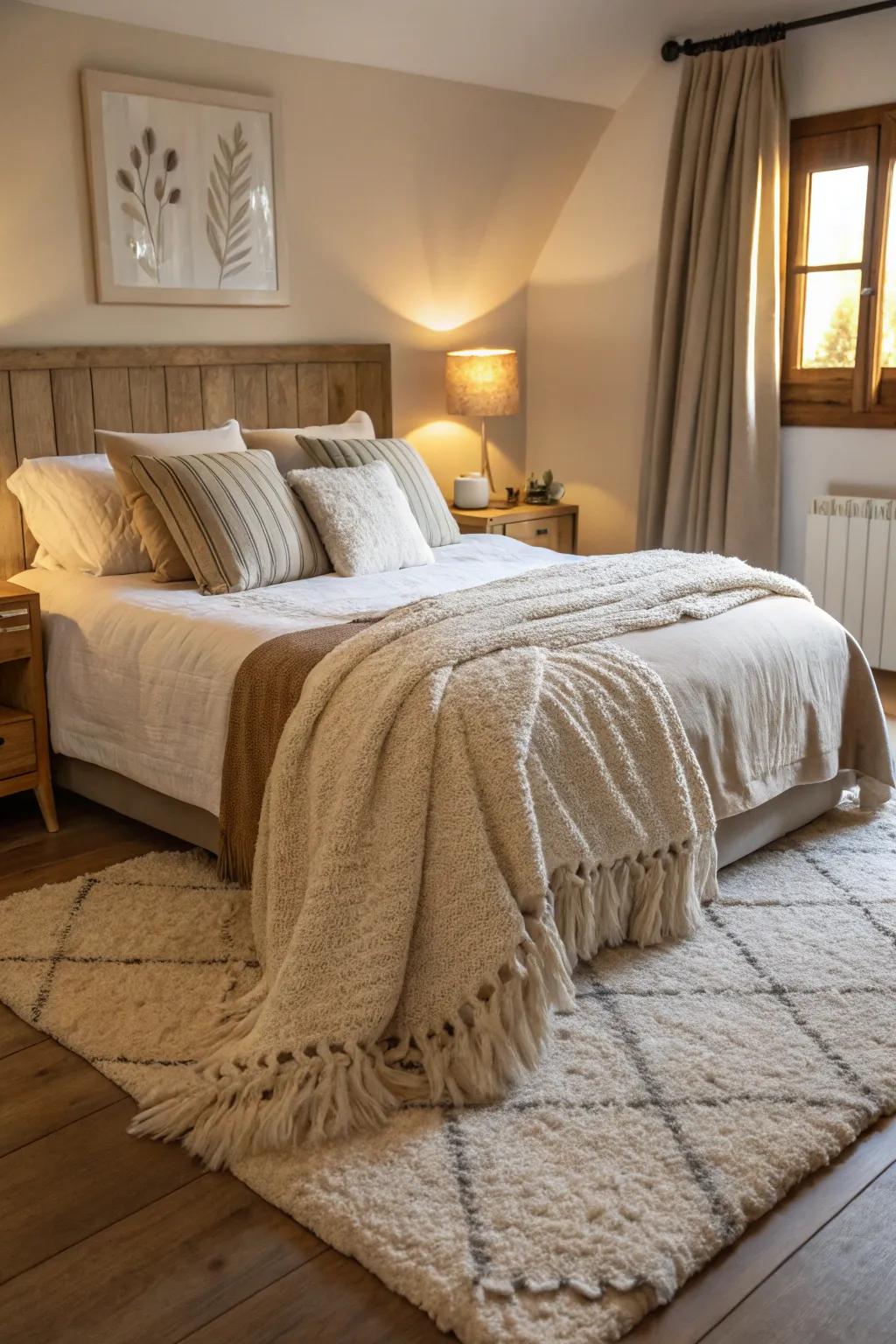 Gentle textures enhance the comfort and style of this welcoming bedroom.