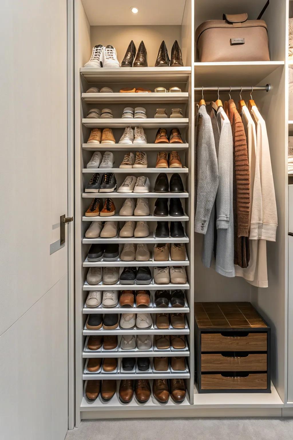 Free up floor space with a practical and stylish shoe rack.