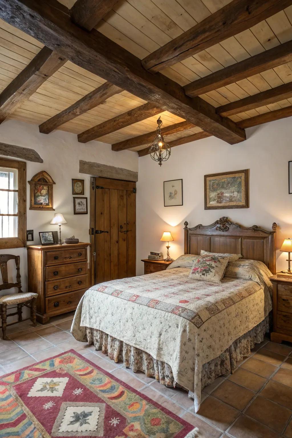Old world appeal lends coziness and individuality to your bedroom.