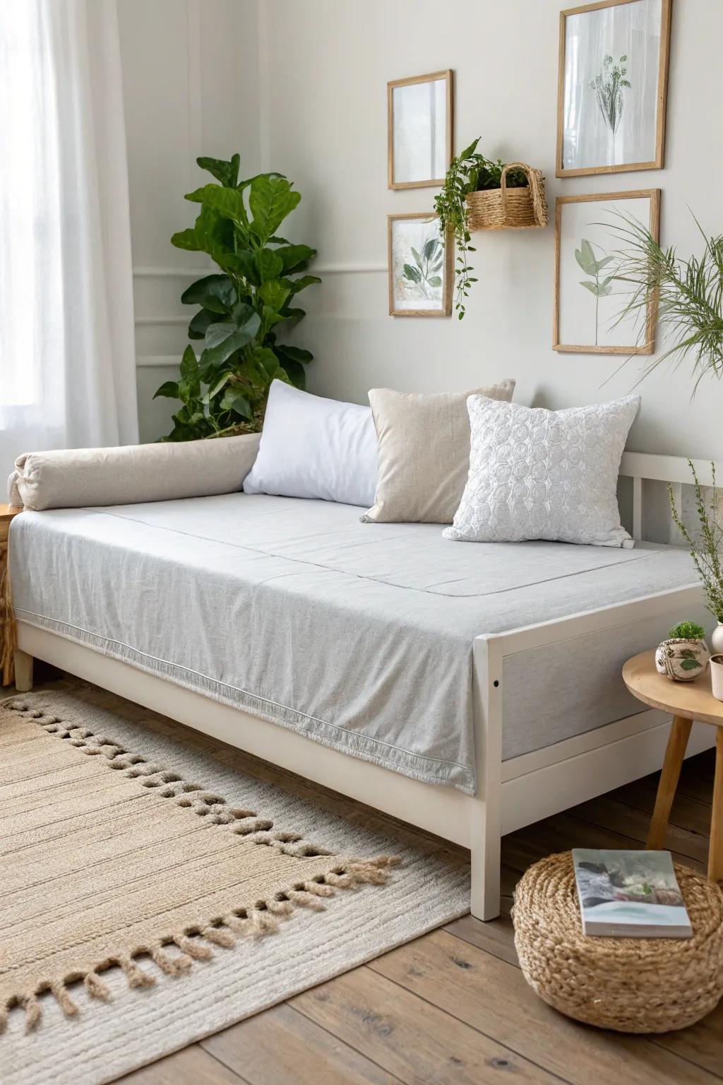 Minimalist daybed with neutral tones