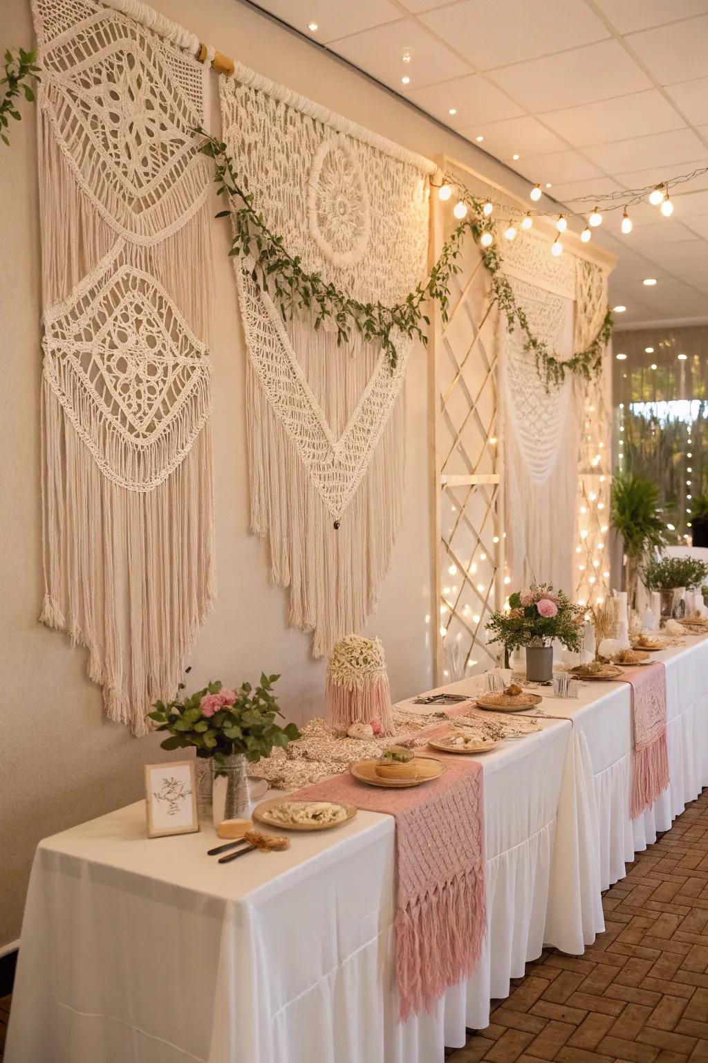 Bohemian knotted textile art introduces a hint of artistry.
