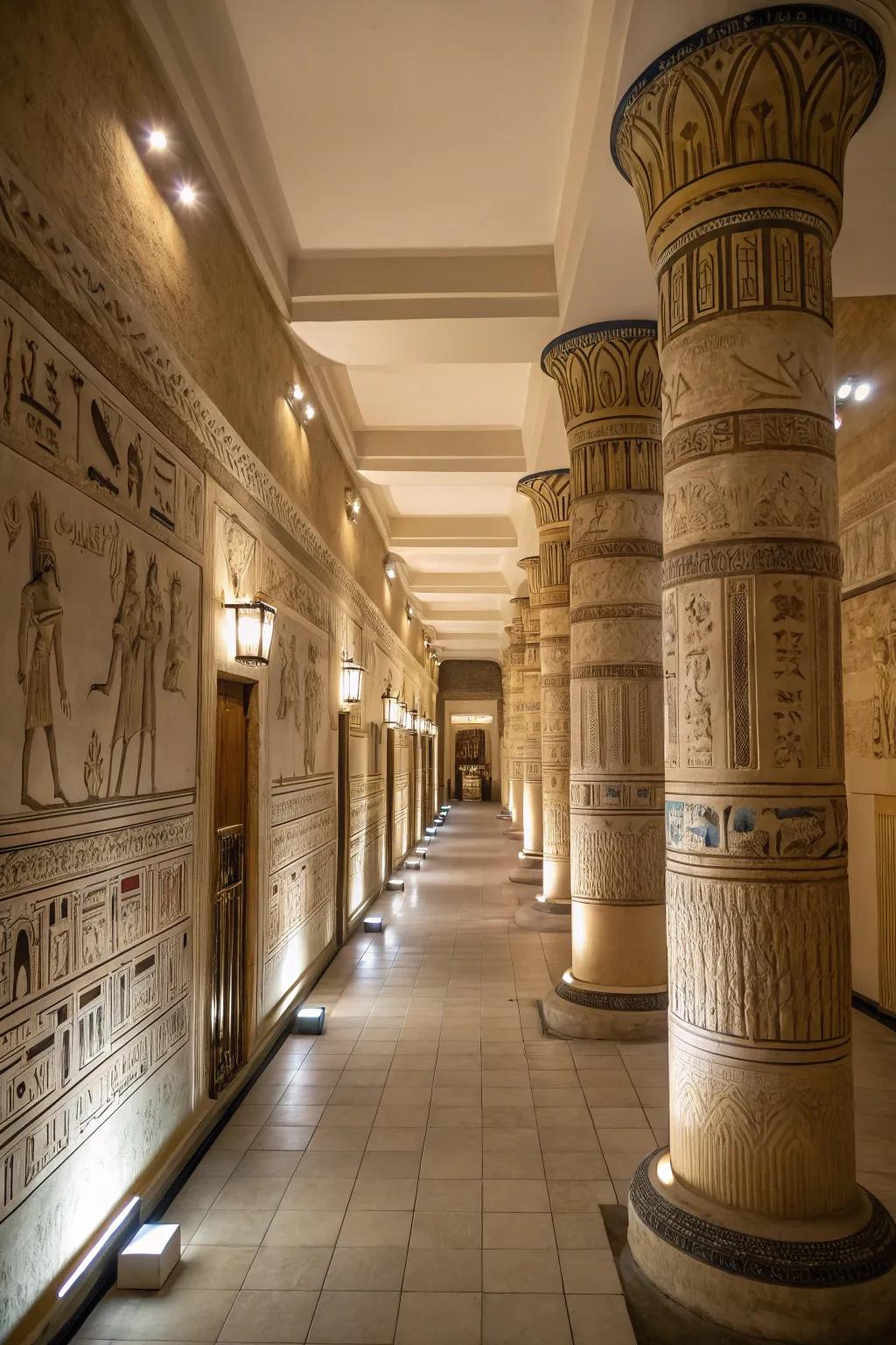 Columns bring a majestic feel reminiscent of Egyptian temples.