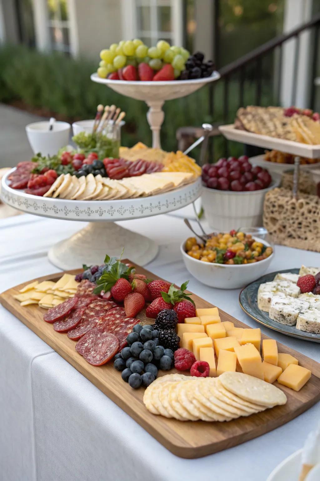 A buffet layout that combines beauty and function, perfect for brunch gatherings.