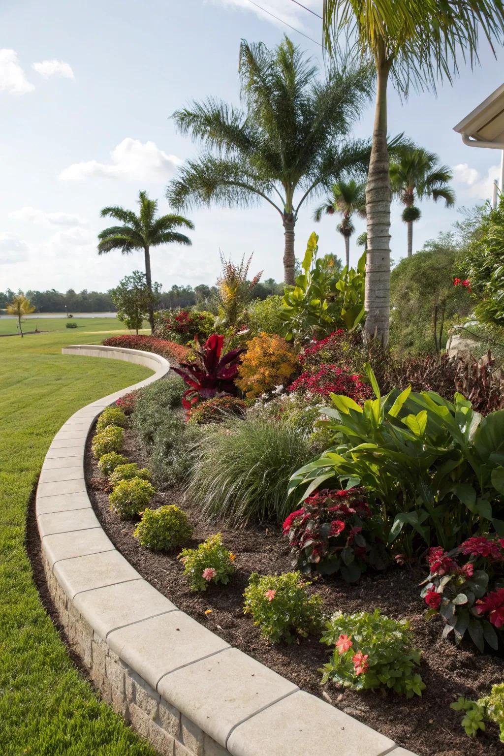 Contoured borders forge a smooth transition between garden segments.