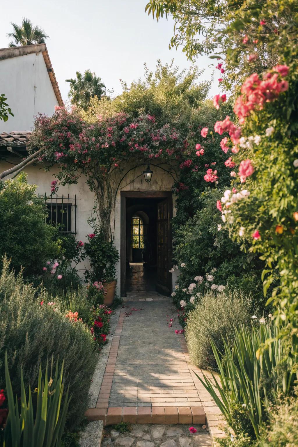 Lush landscaping that enhances the welcoming vibe of the entrance.