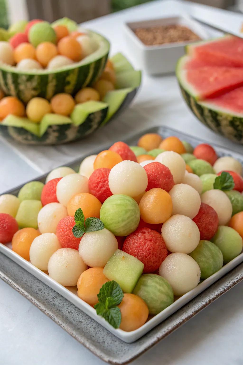 A medley of melon balls adds a playful touch to any gathering.