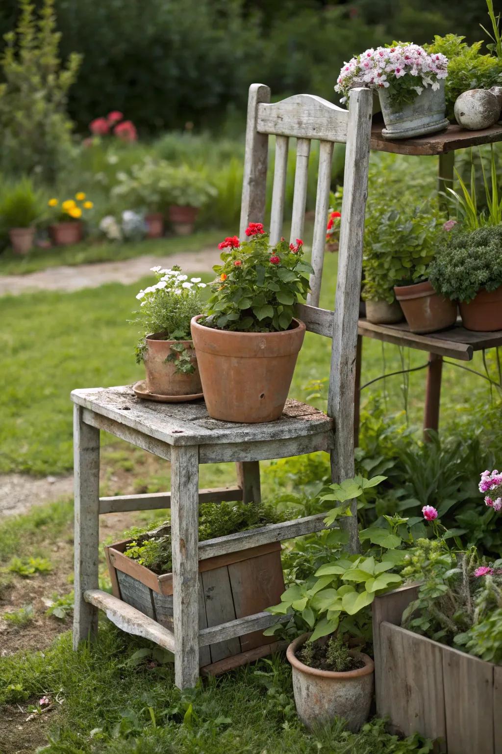 Old furniture can find new life as unique plant displays.