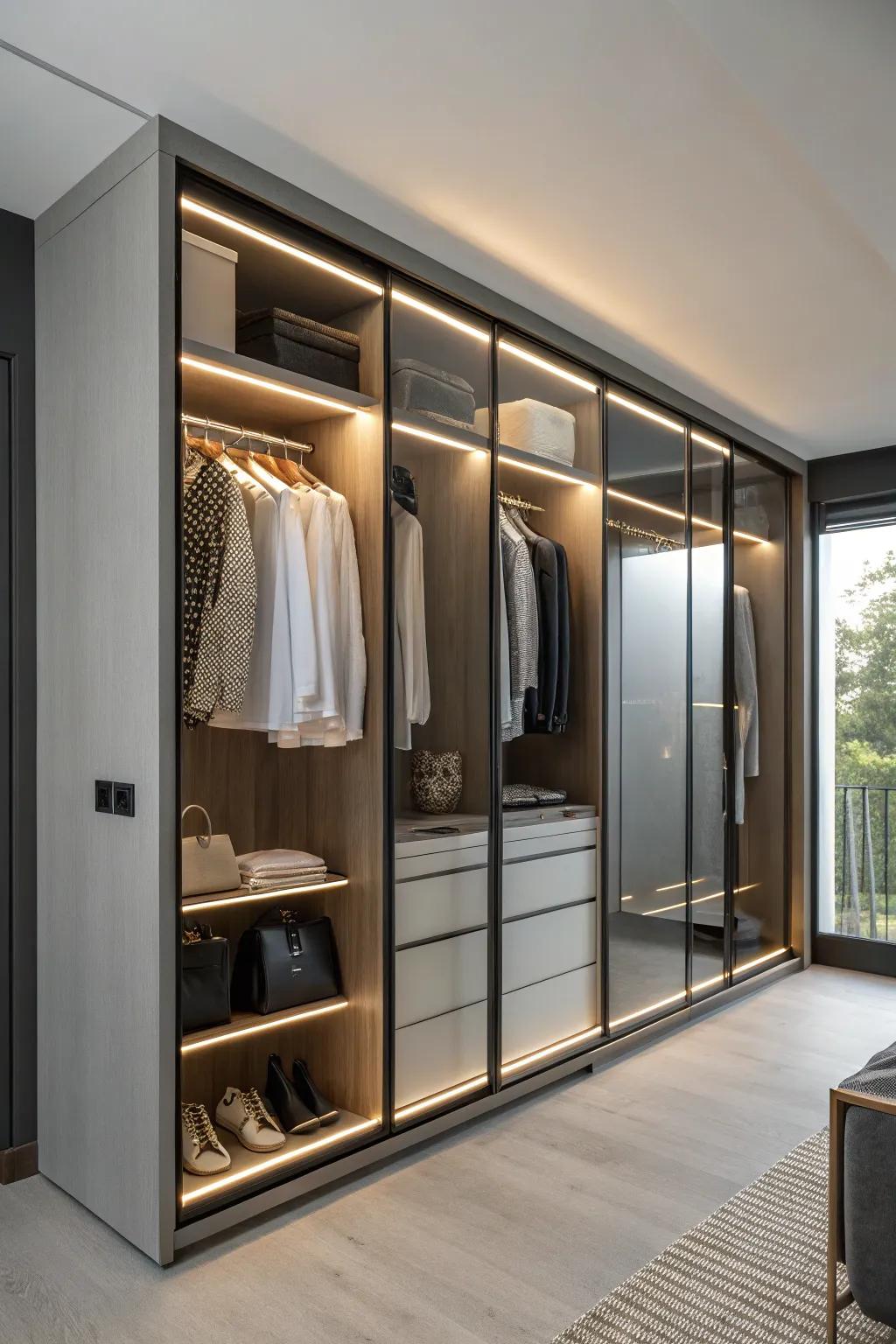 Lights inside: a brilliant idea for closets.