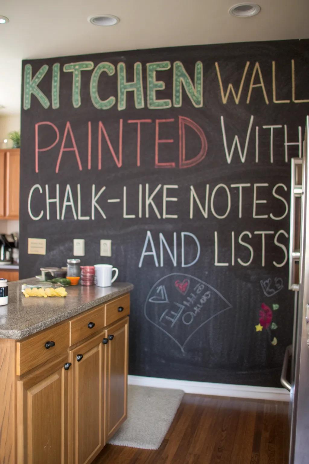 Chalkboard paint offers a versatile and erasable surface for notes.