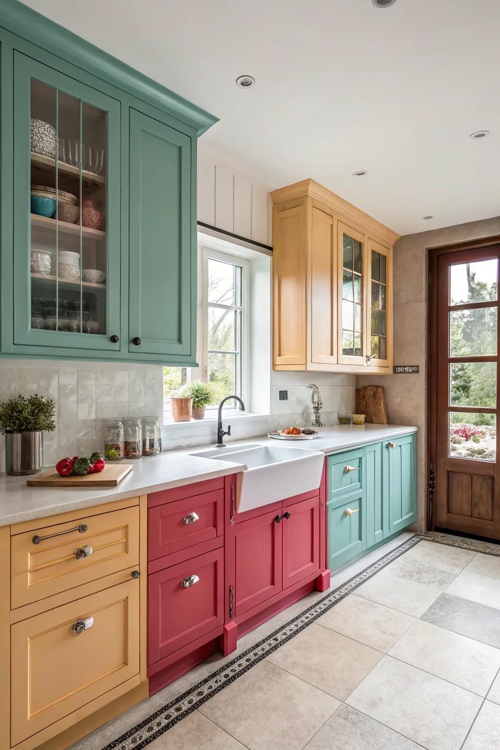 Mixing cabinet styles can create a dynamic and personalized kitchen.