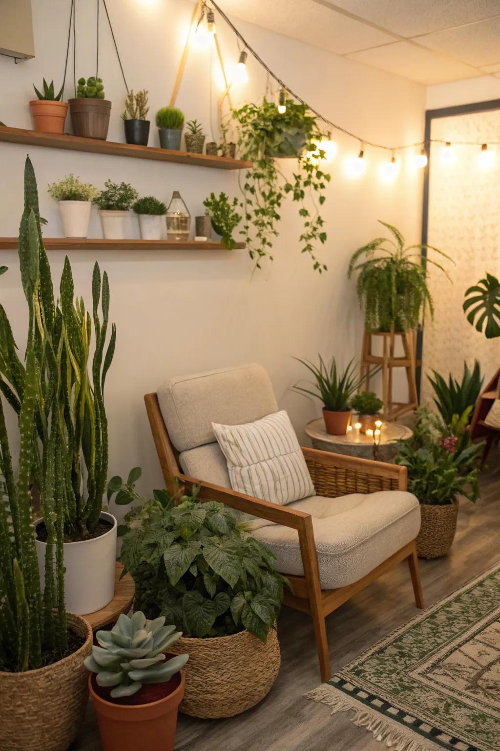 Potted plants bring freshness and life to the lactation room.