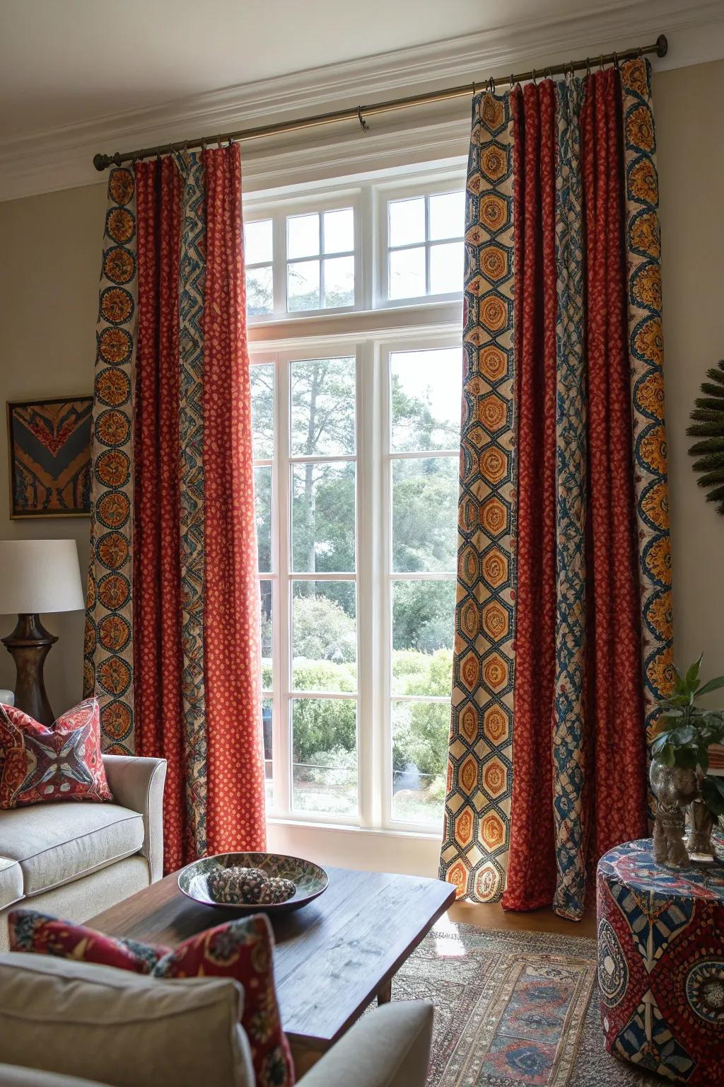 Make a statement using bold patterned curtains.