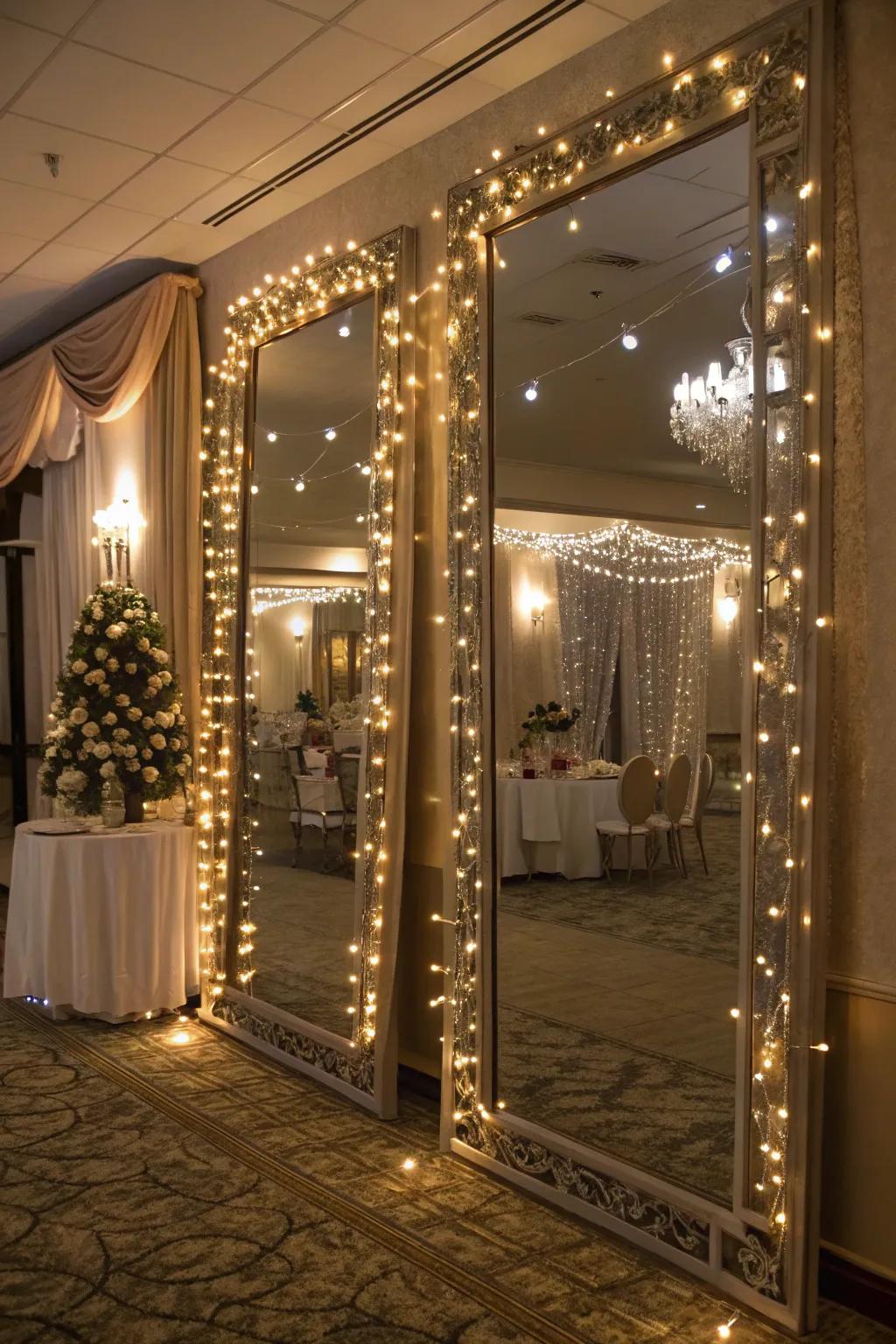 Fairy lights cast a magical glow for a cozy New Year's Eve atmosphere.