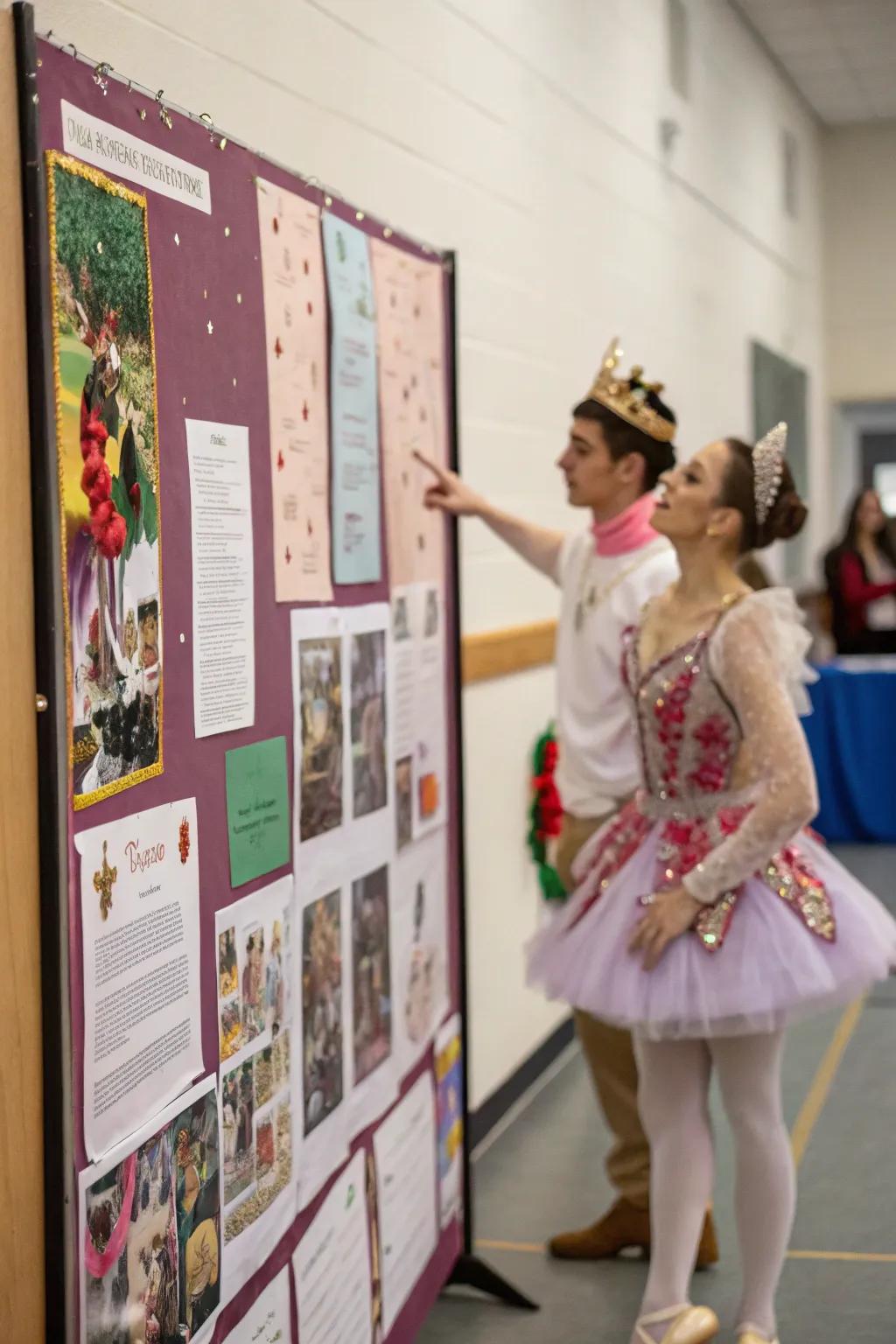 Nutcracker Ballet-inspired bulletin board with classic characters.