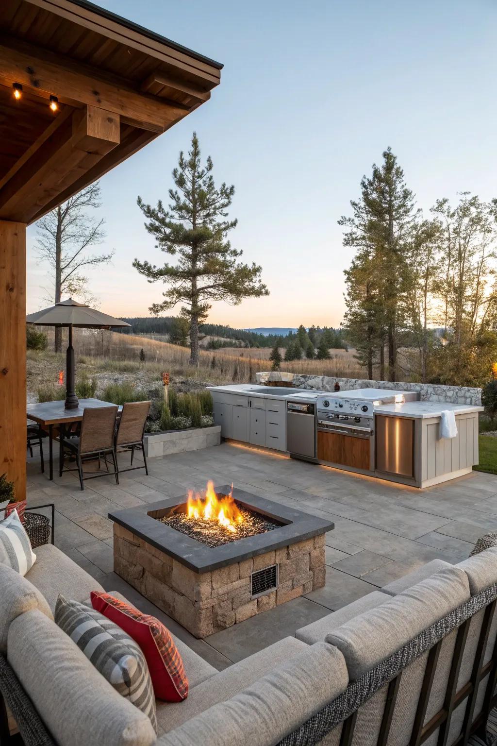 A fire feature can transform your outdoor space into a cozy retreat.