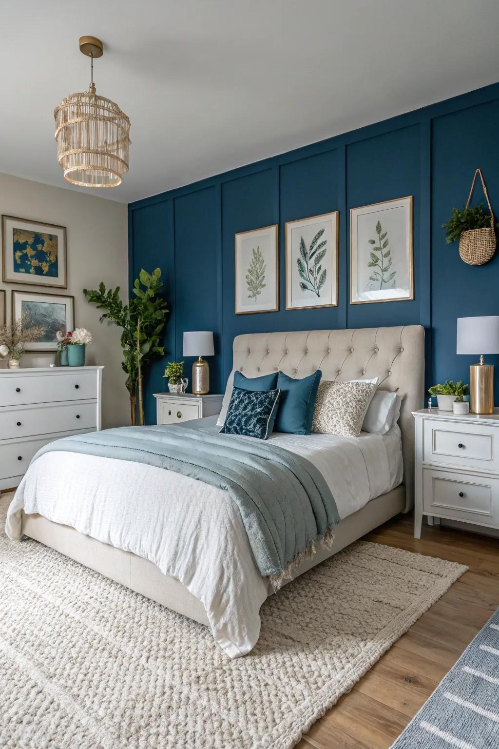 A striking accent wall adds identity to the space.