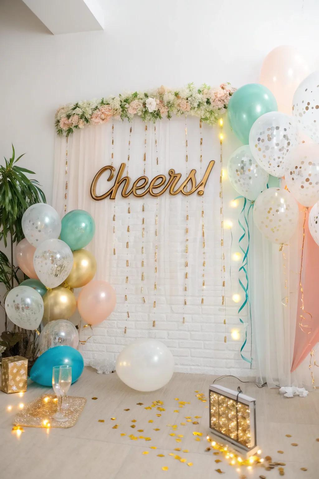 A themed backdrop that becomes the party's photo hotspot.