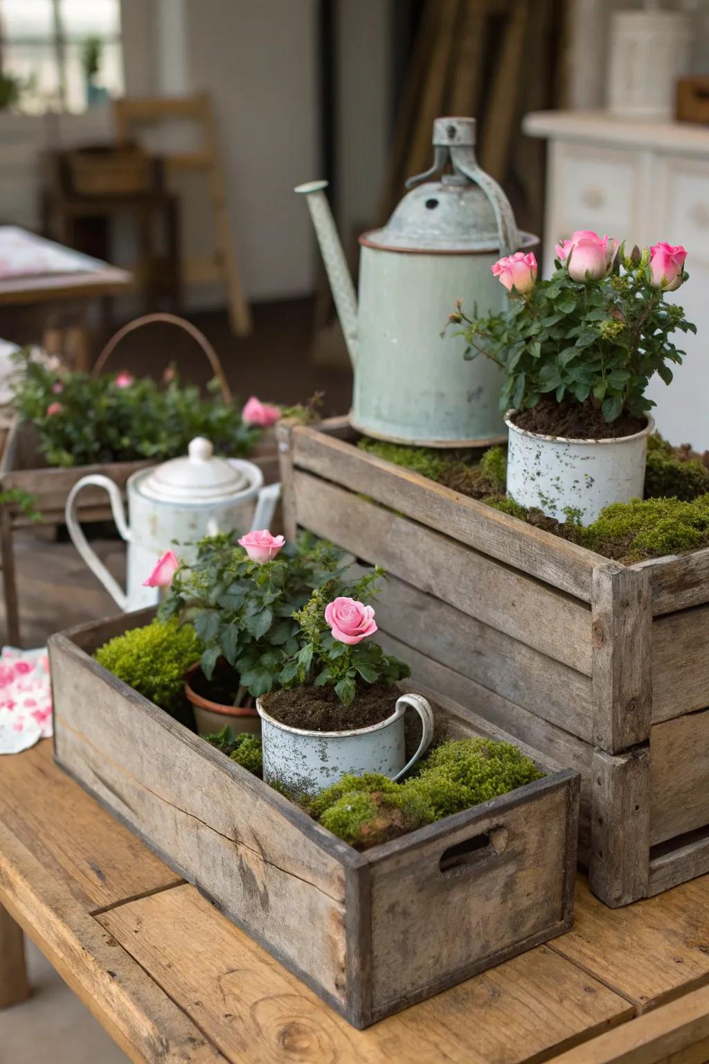 Bring a quirky touch to your decor with unique rose moss containers.