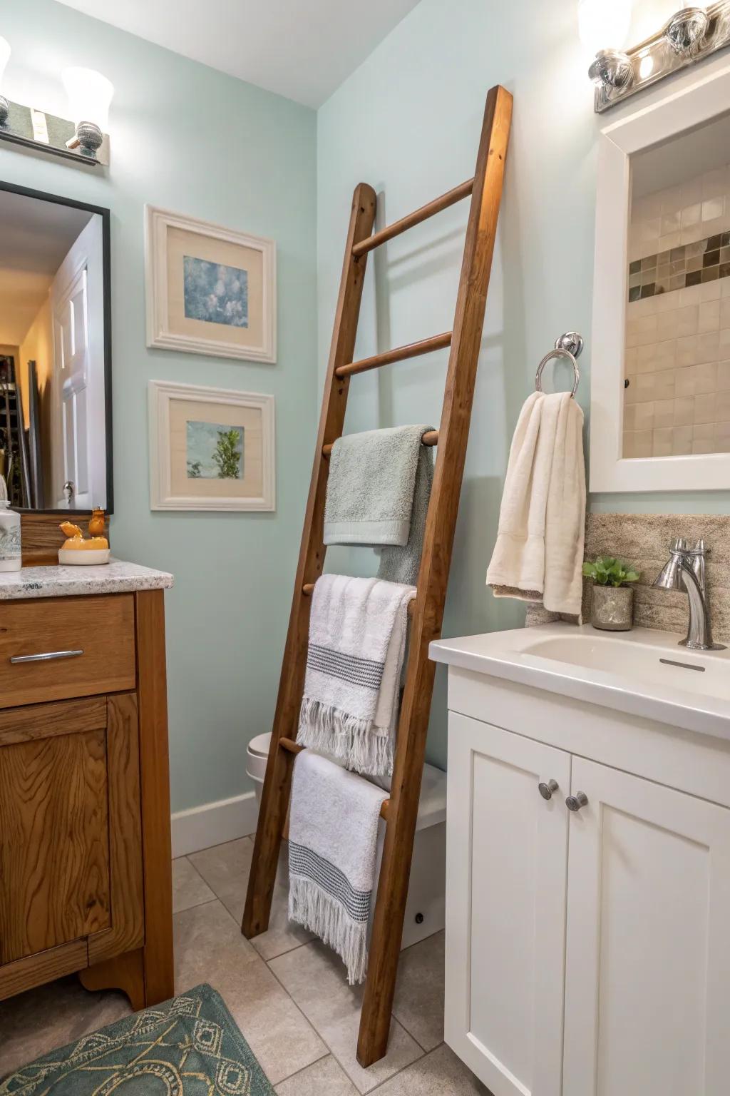 Ladder racks are both fashionable and space-saving.