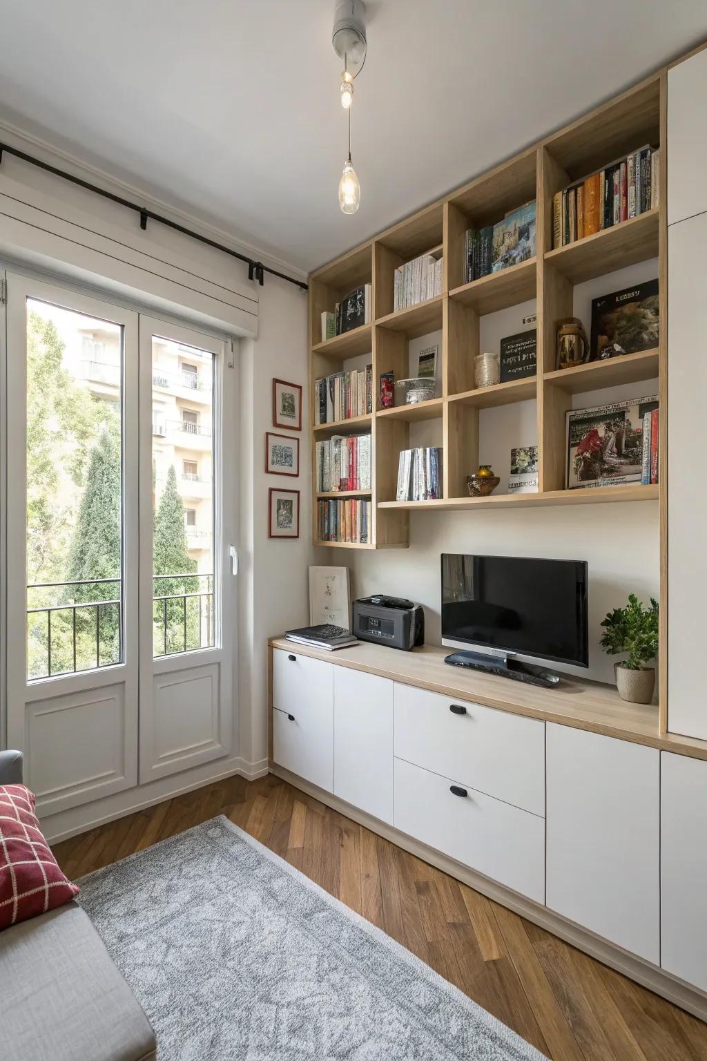 Built-in storage keeps your apartment neat and tidy.