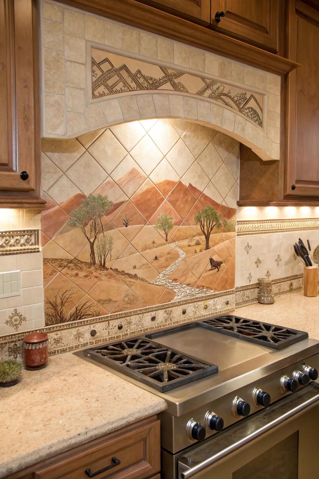 Desert tones create a calming and cohesive kitchen environment.