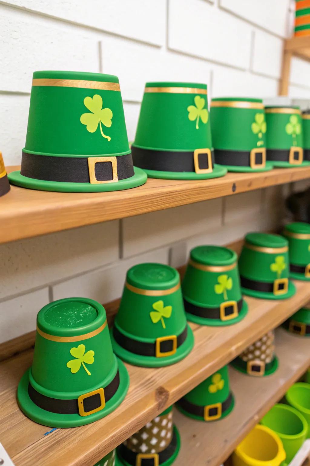 Add whimsy with DIY leprechaun hats.