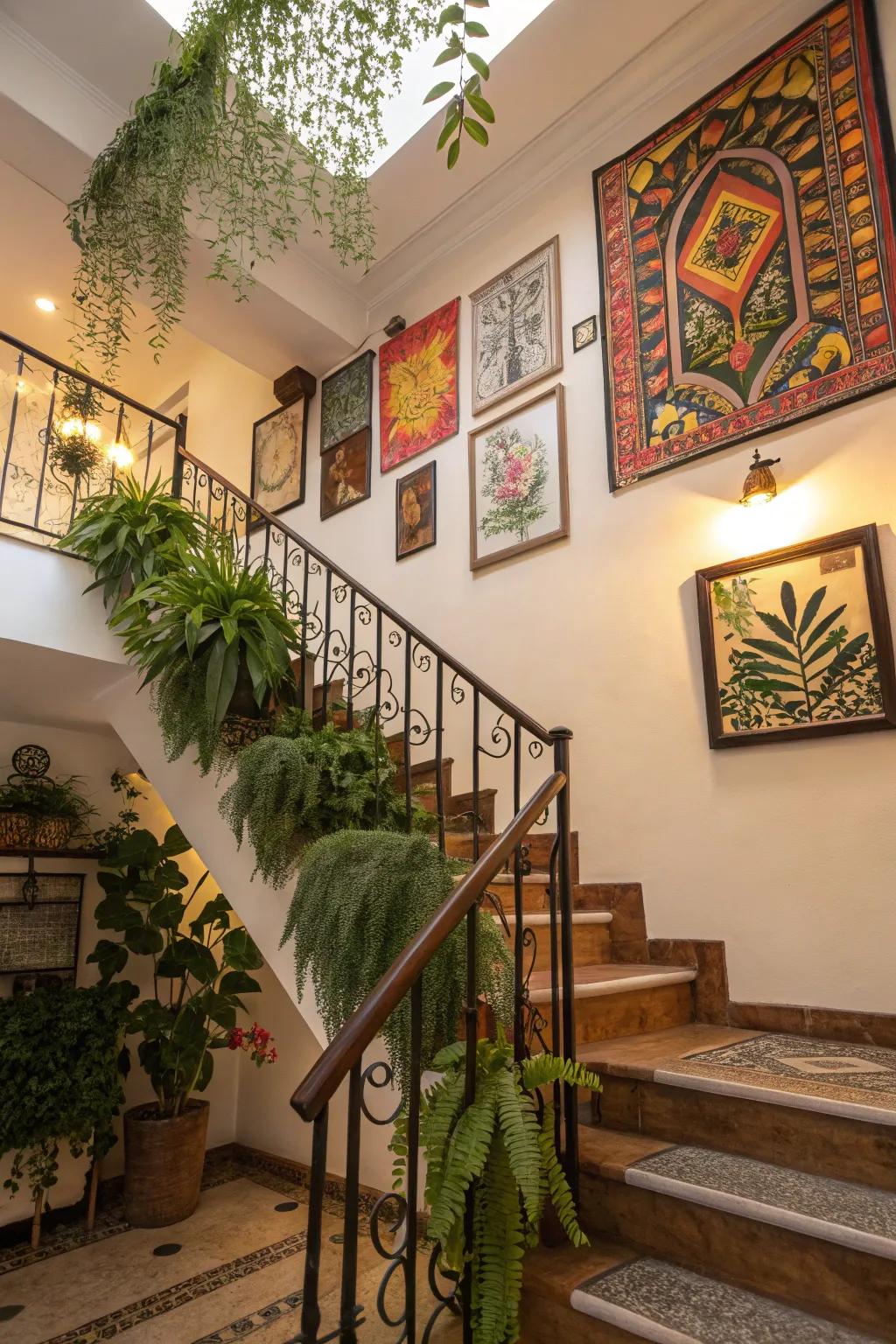 Placing personal decor on your staircase will make it more welcoming.