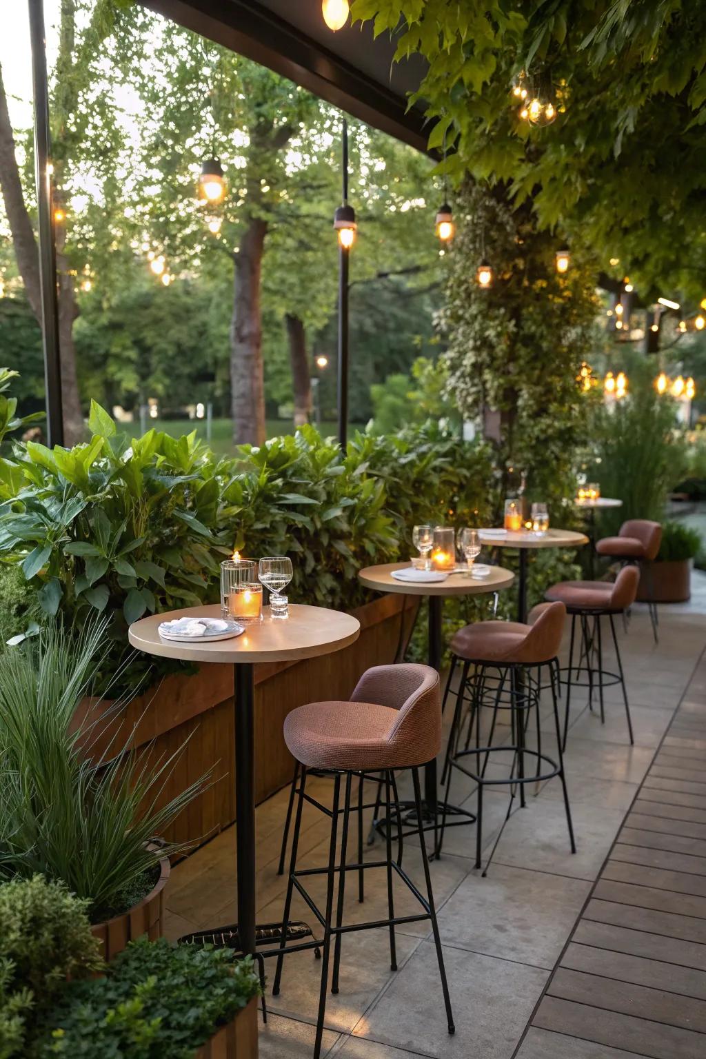 Comfortable bar stools create an inviting space for guests to relax and chat.