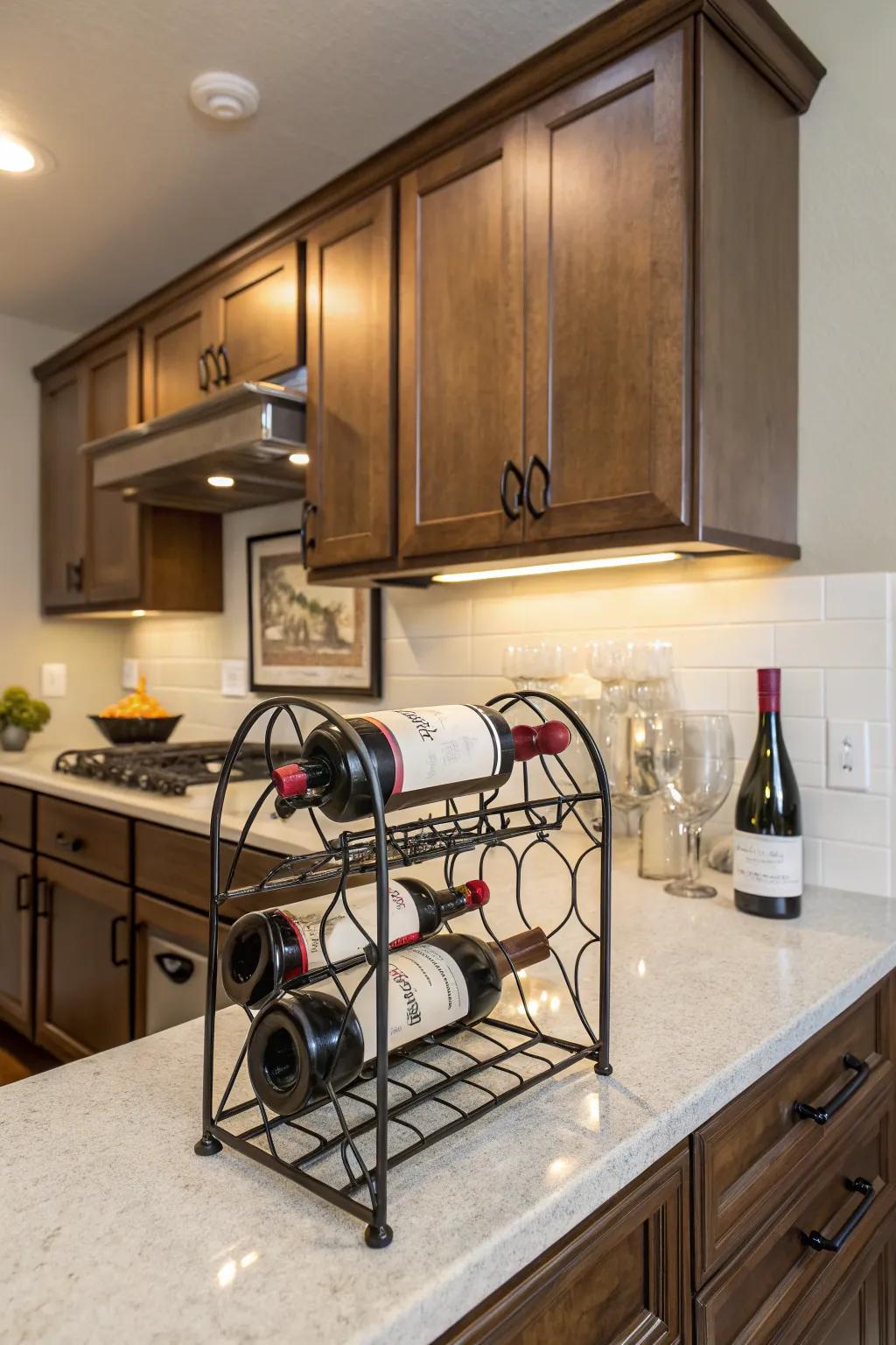 Countertop wine racks ensure your favorites are always within arm’s reach.