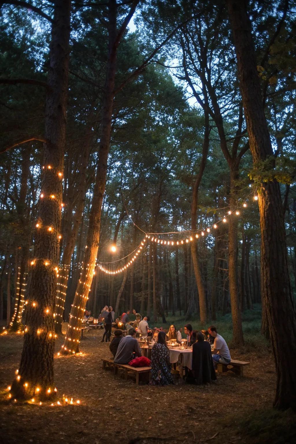 Create magic with fairy lights as the evening falls.