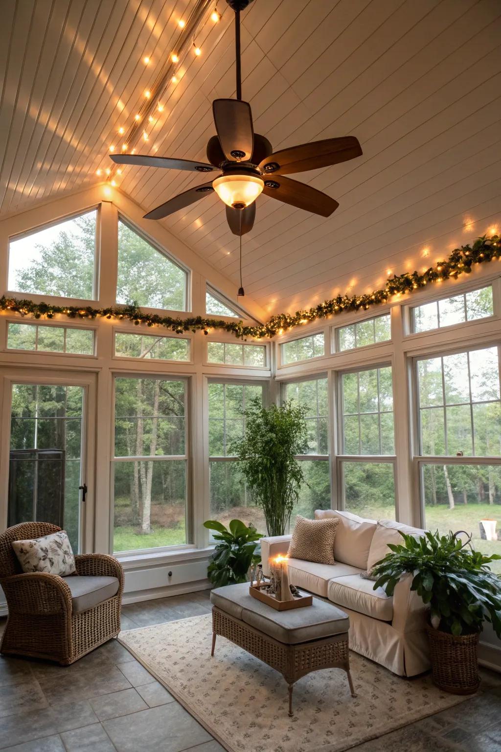 Ceiling fans add style and functionality.