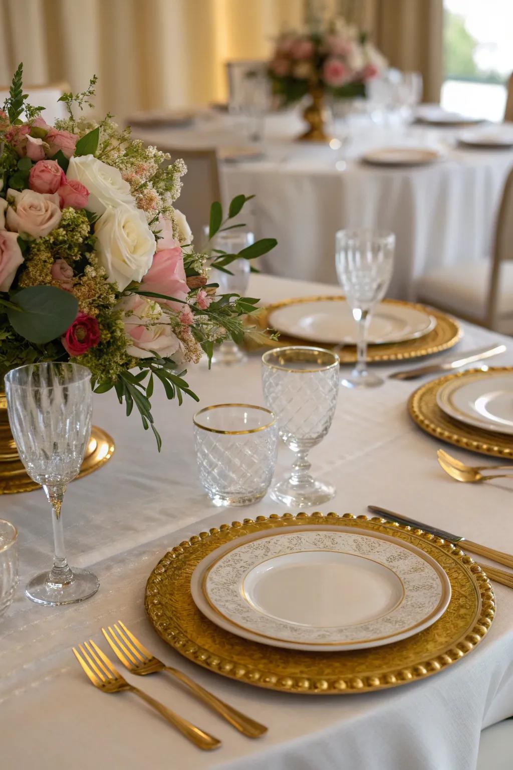 A sophisticated table setup perfect for a 50th anniversary feast.