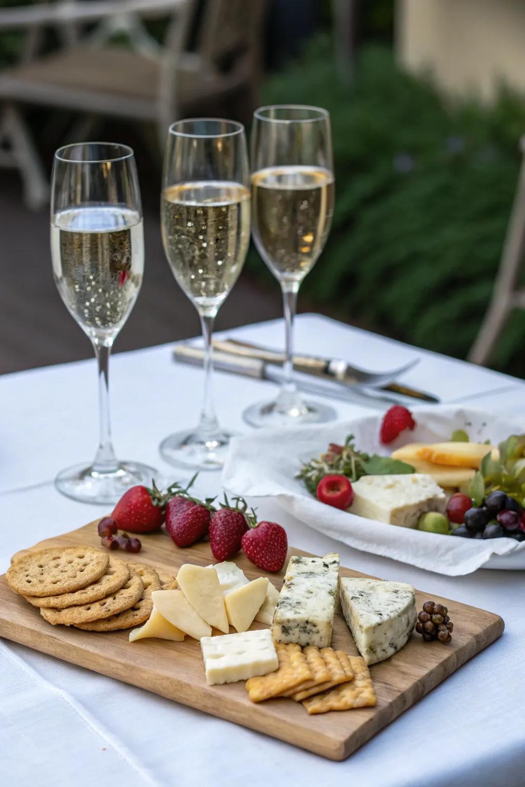 Indulge in a sophisticated evening with a homemade wine and cheese tasting.