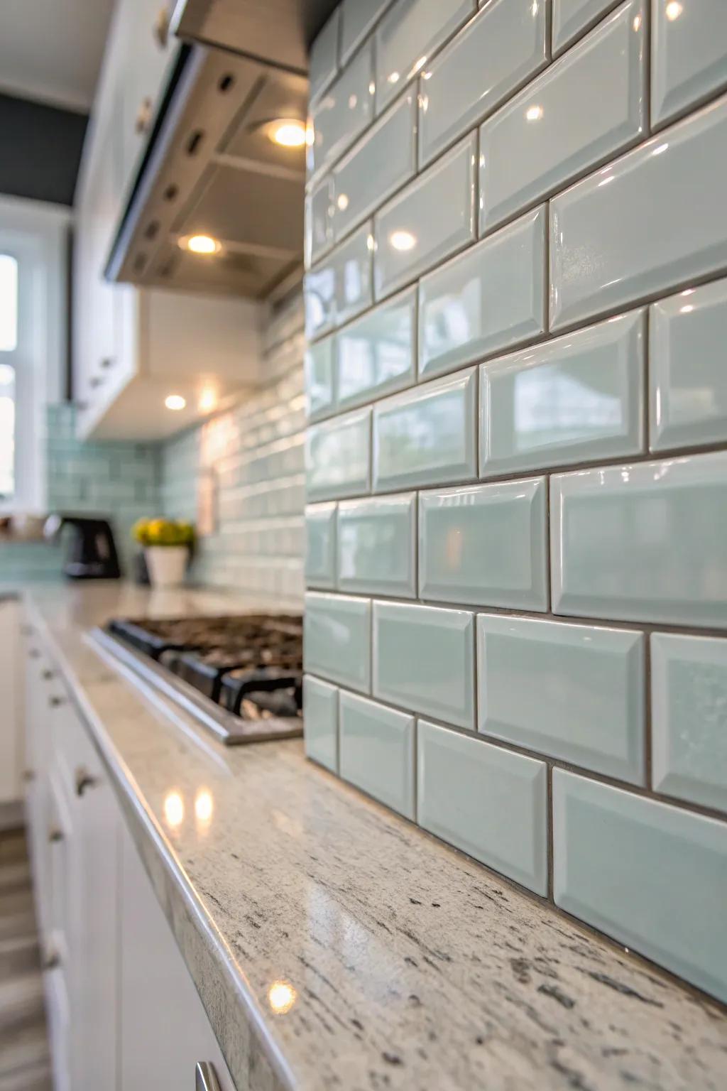 Achieve simplicity with glazed-edge tiles.