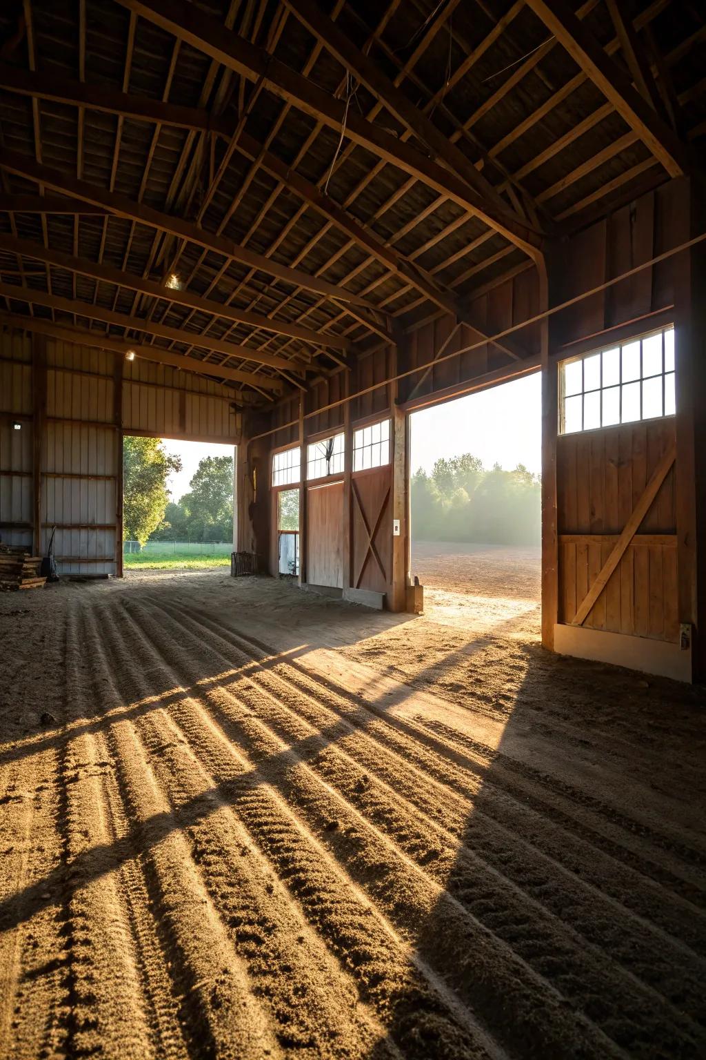 Dirt floors provide a simple and natural option for barns.