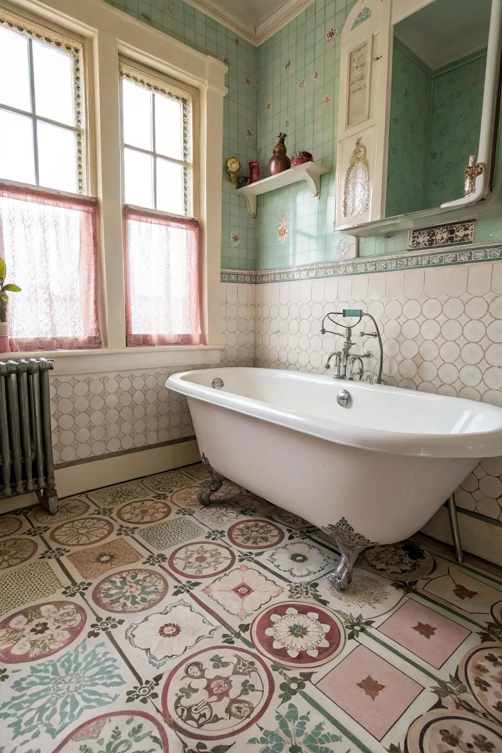 A classic clawfoot bathtub adds vintage charm to this bathroom.