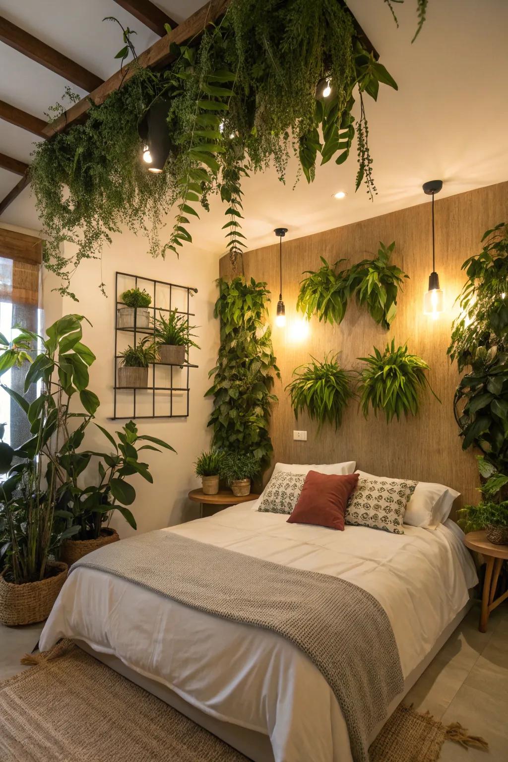 Plants may give your bedroom a revitalizing and natural feel.