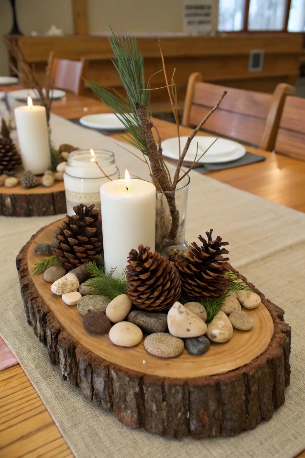 Rustic wooden accents add warmth and texture to your celebration.