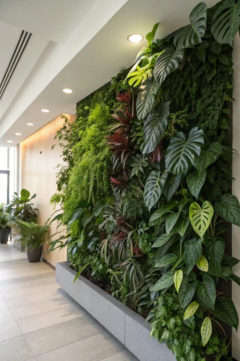 Create a living art piece with a plant wall.