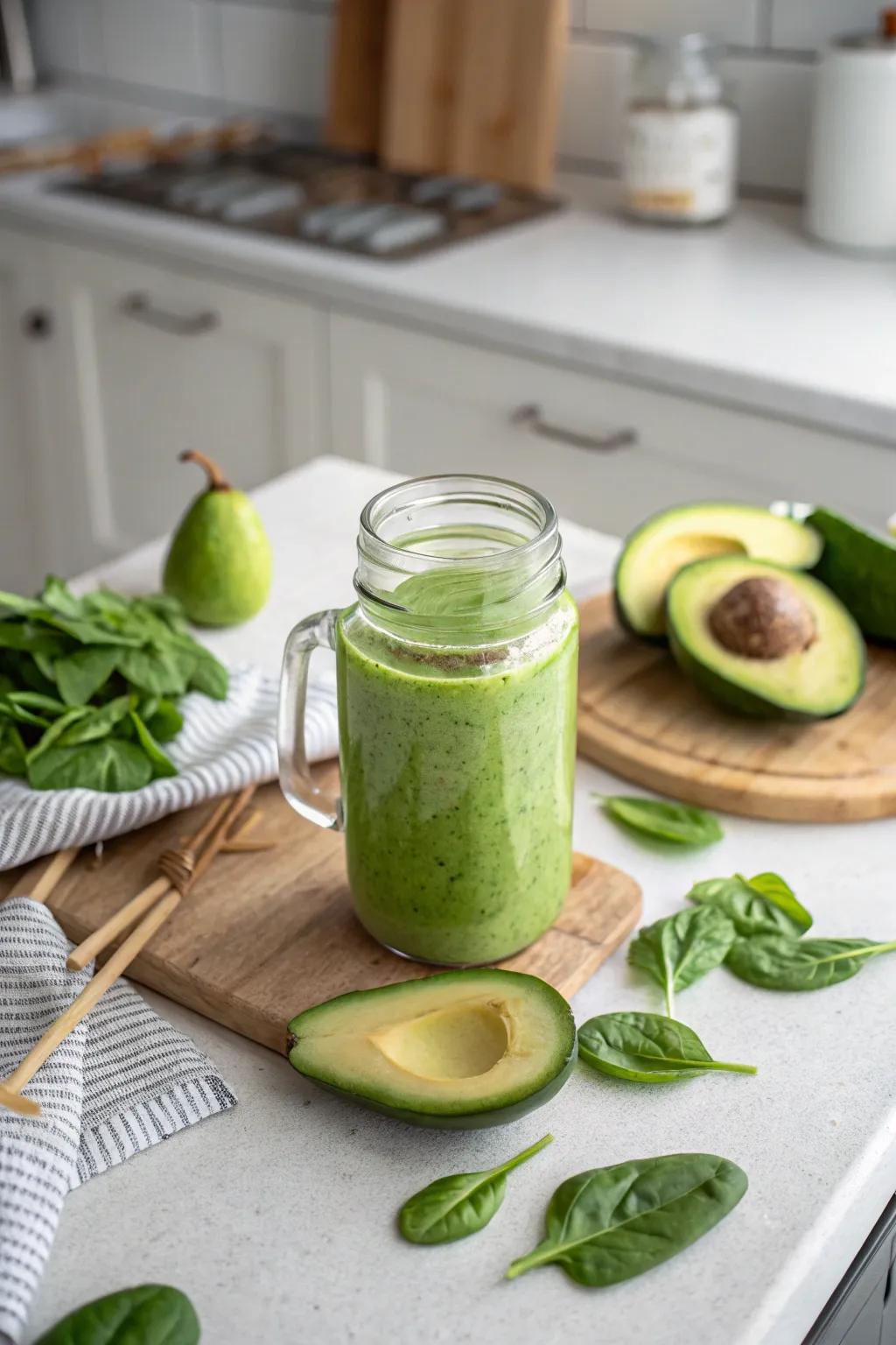 A creamy avocado and spinach smoothie offers the perfect way to start your day healthily.